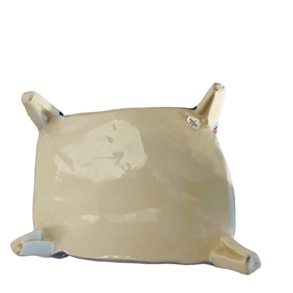 Porcelain Footed Rectangular Candy What Not Dish Red Polka Dots 5 1/2" x 3" - Picture 2 of 6